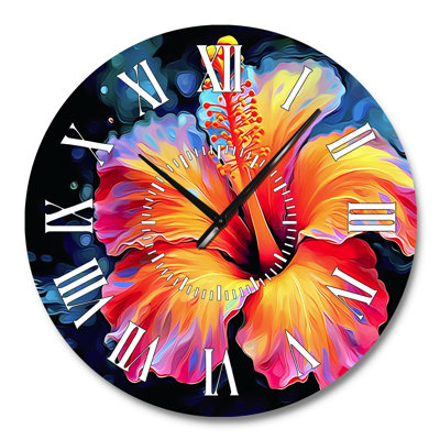 Vibrant Hibiscus In The Tropical Allure - Hibiscus White Face Wall Clock