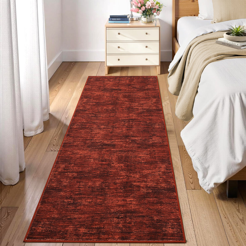 Washable Solid Color Textured Thin Indoor Rug, Low Pile Area Rug with Soft Surface, Non Slip Backing, Easy Clean Design for Living Room, Bedroom, Dorm, Home Office