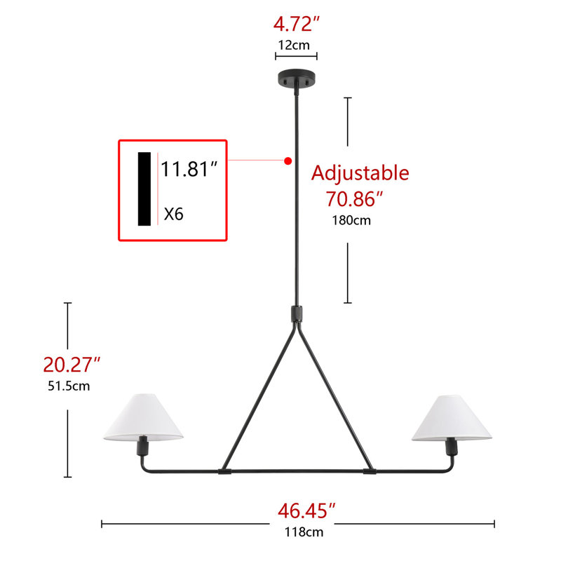 Ackerson 2 - Light Dimmable Linear Chandelier, Black