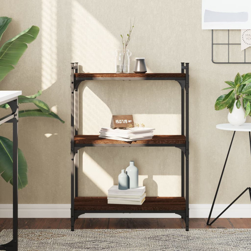 Tymarius Bookcase, Brown/Oak, (3 Shelves) 34" H x 24" W x 12" D