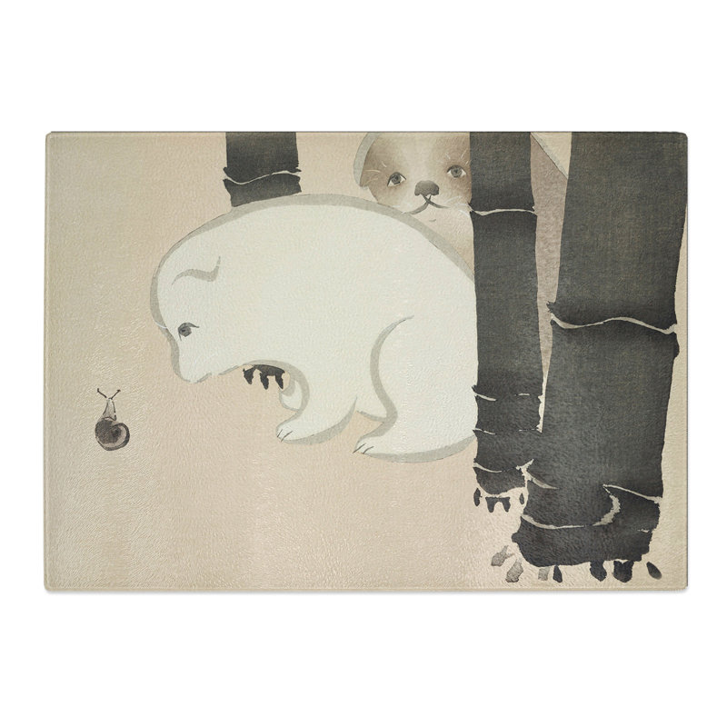 Puppies and a Snail by Kamisaka Sekka Chopping Board, 0.4cm H x 28.5cm W x 39cm L