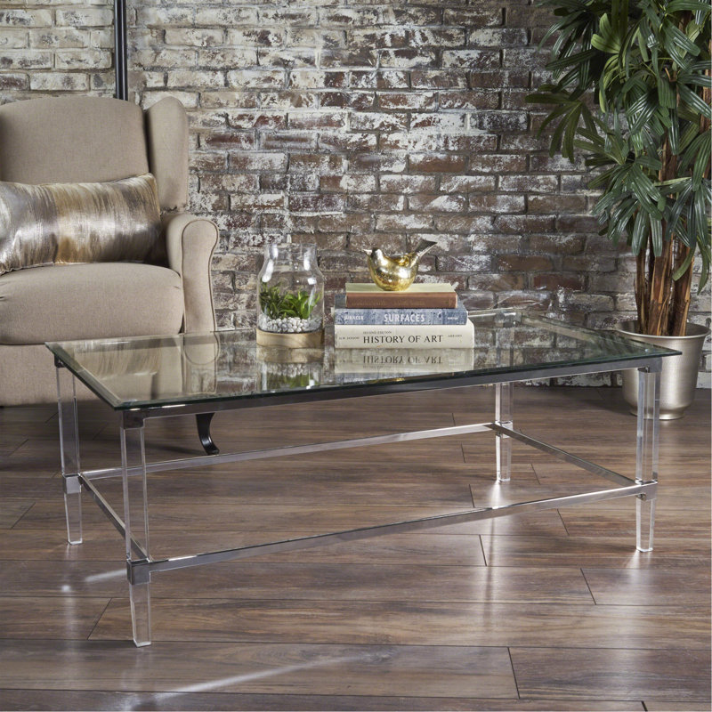 Ultra-Modern Tempered Glass and Acrylic Coffee Table