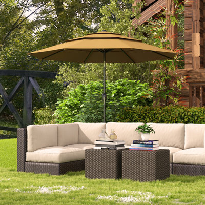 3 Tiers Patio Umbrella Outdoor Market Umbrella with Crank, Push Button Tilt for Deck, Backyard and Lawn