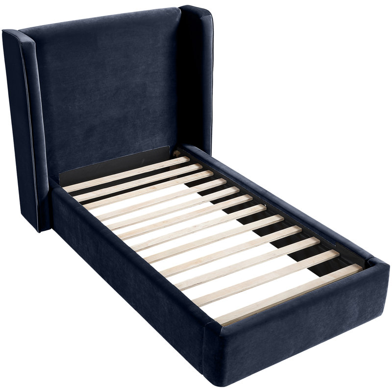 Kendall Wanaque Velvet Upholstered Bed, Navy Velvet, Twin