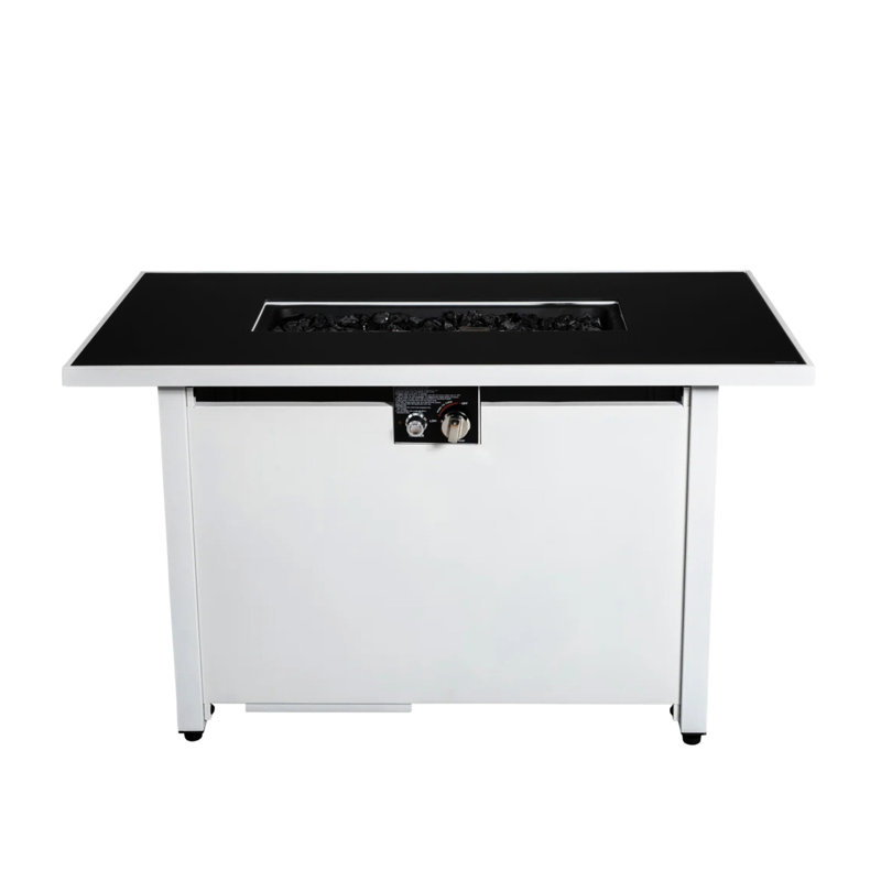 Foyer d'extérieur 43 po en métal pour table chauffante, 50 000, réservoir caché, réglage de la flamme, couvercle et remplisseur inclus