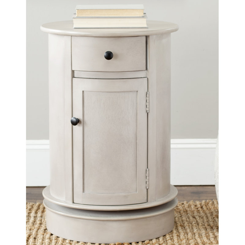Chaim Solid Wood Tree Stump End Table, Vintage Grey