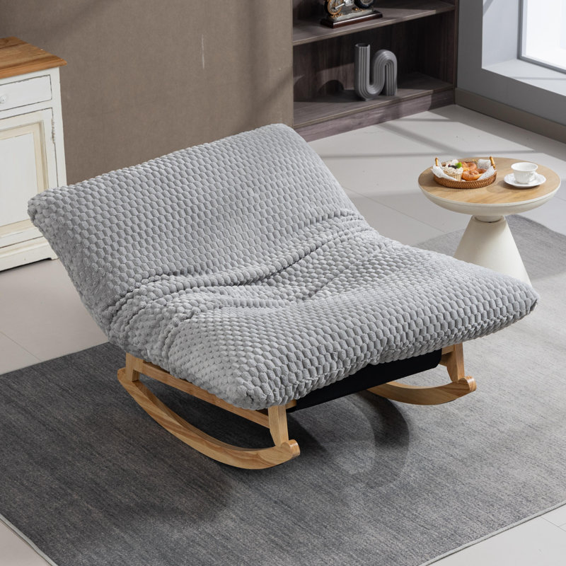 Fauteuil berçant adulte en velours côtelé, Gris clair
