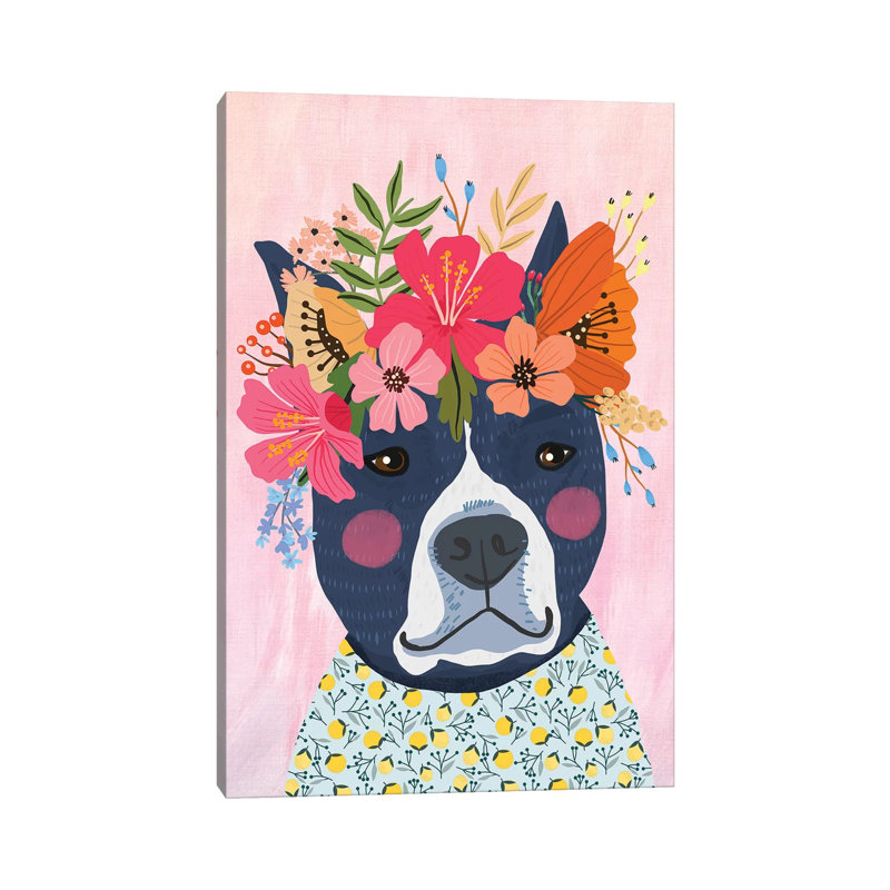 Chiot bleu, H 12 po x l 8 po x P 0,75 po, Toile tendue
