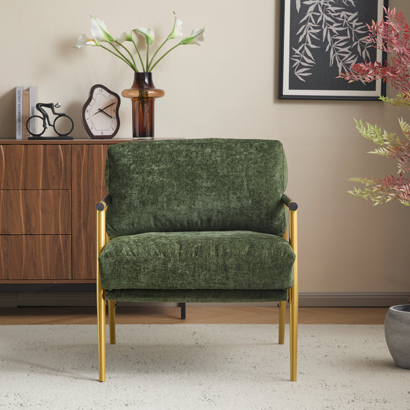 Chaise d'appoint moderne 27,56 po, Vert, Doré