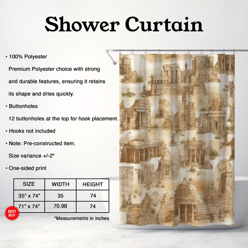 Ninnekah Shower Curtain, 74"H x 71"W