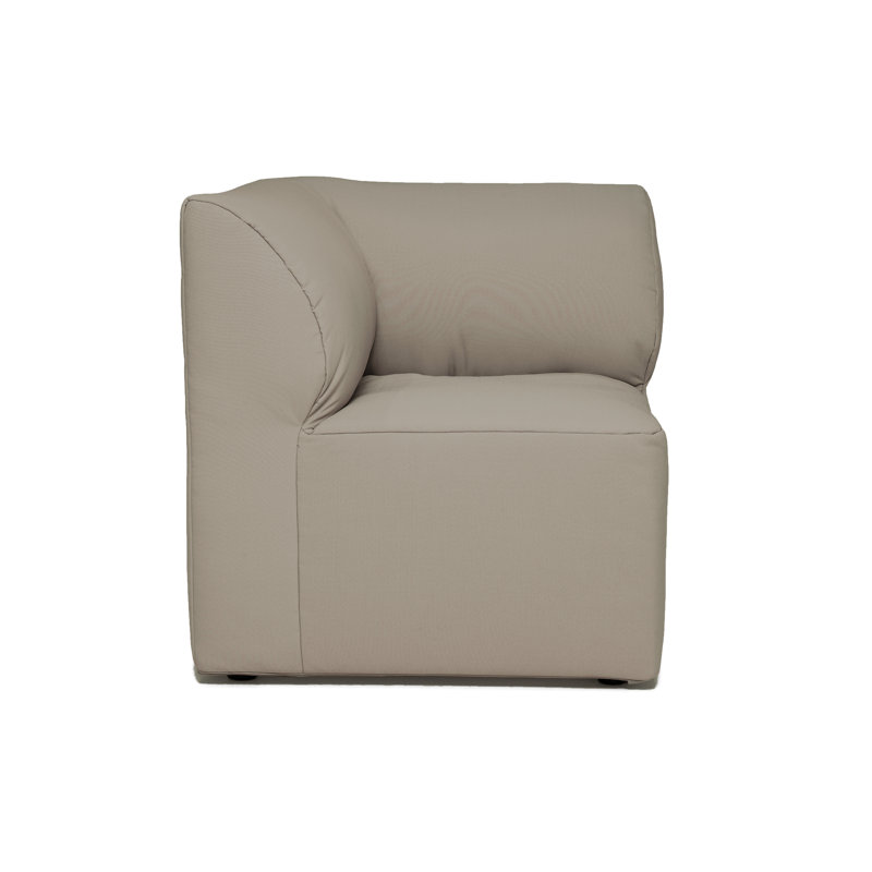 Gray and White Molded Core Patio Corner Chair