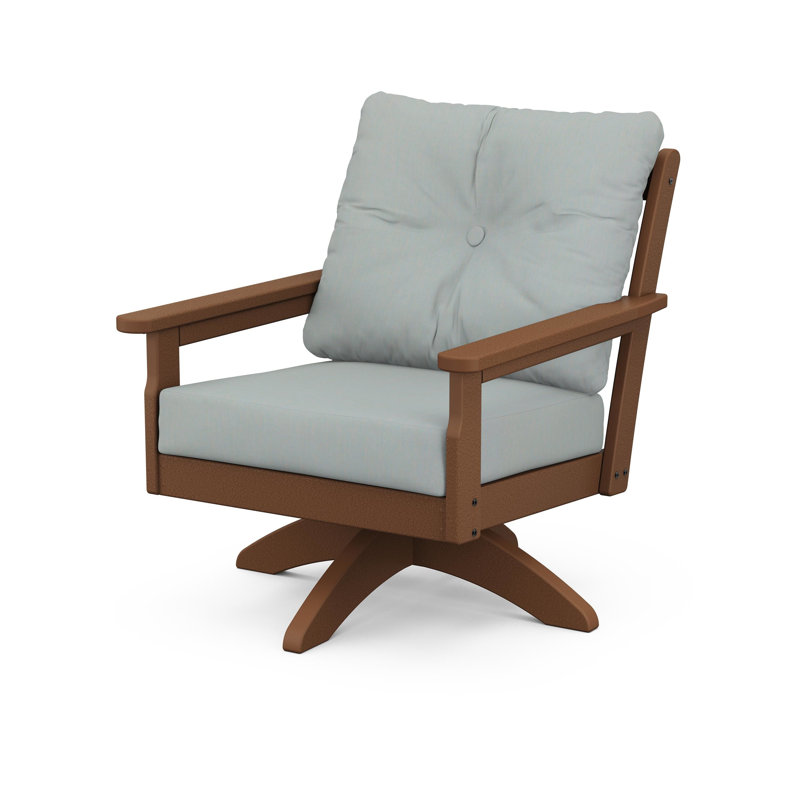 Lakeside Vineyard Deep Seating Swivel Chair, Teak, Spa
