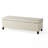 Rectangular Faux Leather Storage Ottoman with Solid Wood Legs in Ivory