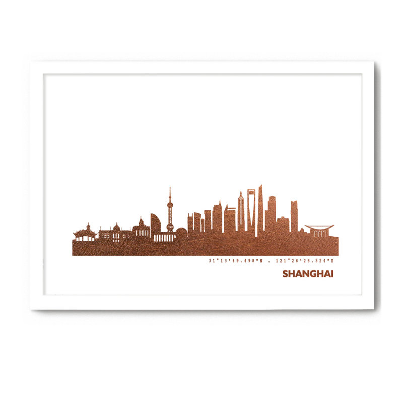 Shanghai Skyline 1 Piece Single Picture Frame Wall Art, 33cm H x 43cm W x 4cm D