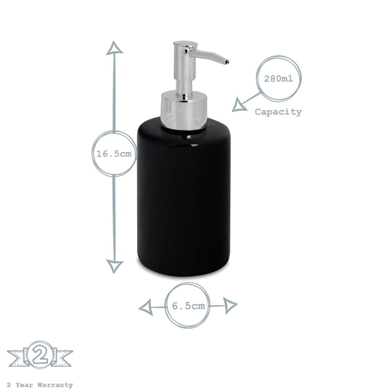 Harbour Housewares - Ceramic Soap Dispenser - 280ml, Black