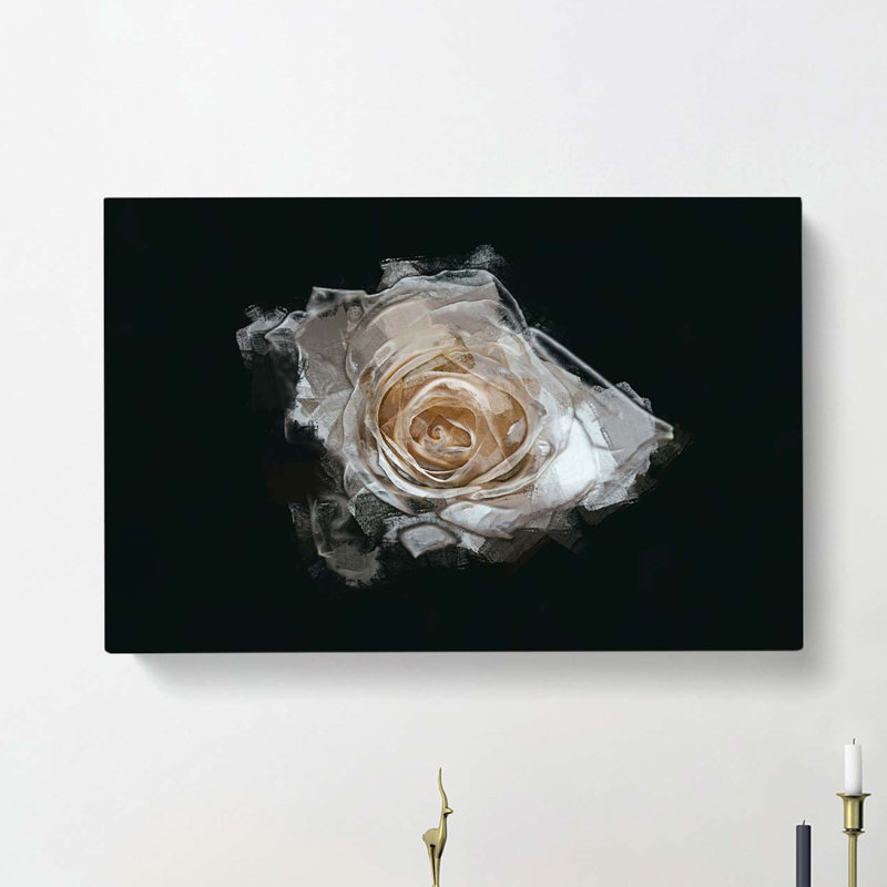 A White Rose In Abstract - Wrapped Canvas Painting, 35cm H x 50cm W x 3cm D