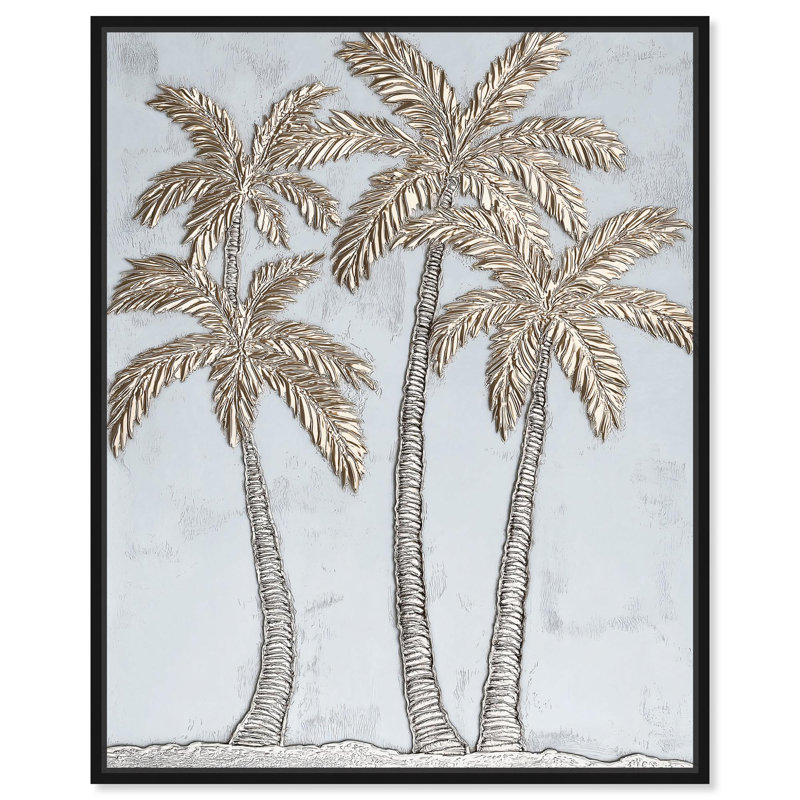 Palmier panthéon sur toile, art côtier élégant par Art Remedy, H 21 po x l 17 po, Structure noire