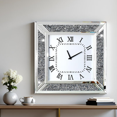 Shyfoy 60x60cm  Wall Clock  Square Glass Diamond  Accent Clock