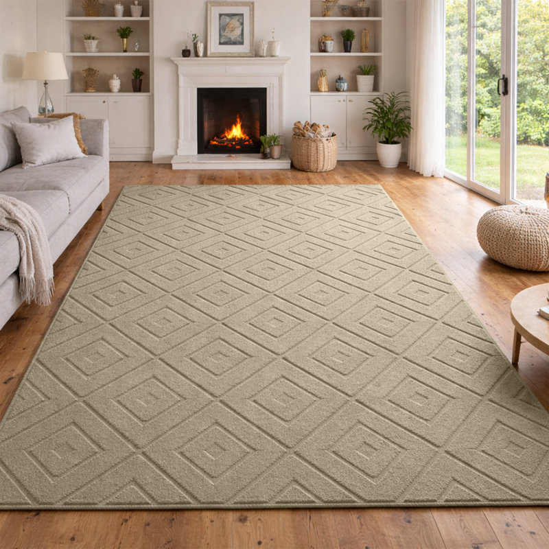 Geometric Shapes Machine Tufted Shag Area Rug, 200x290cm