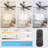 52'' Chrome Modern 5-Blade Ceiling Fan with Light and Remote Control, Quiet DC Motor 6-Speed Industrial Ceiling Fan for Living Room, Bedroom-1089524204