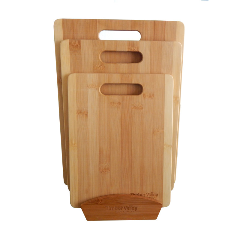 Ensemble de planche à découper en bambou 3 pièces avec support Timber Valley