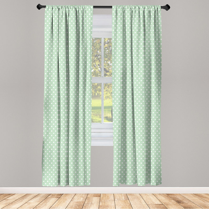 Mint Polka Dot Semi-Sheer Rod Pocket Curtain Panels, 28" x 63"