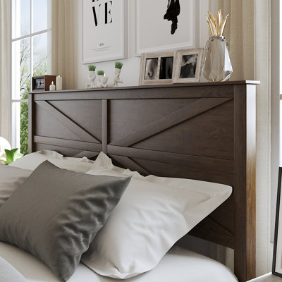 Queen Farmhouse Bed Frame with Headboard and Footboard, Wooden Slat Support, Sturdy Platform Bed Compatible with Various Bedroom Styles, Easy Assembly, Brown
