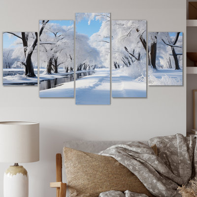 Winter Snowy Serenity IV - Impression sur toile - 5 panneaux