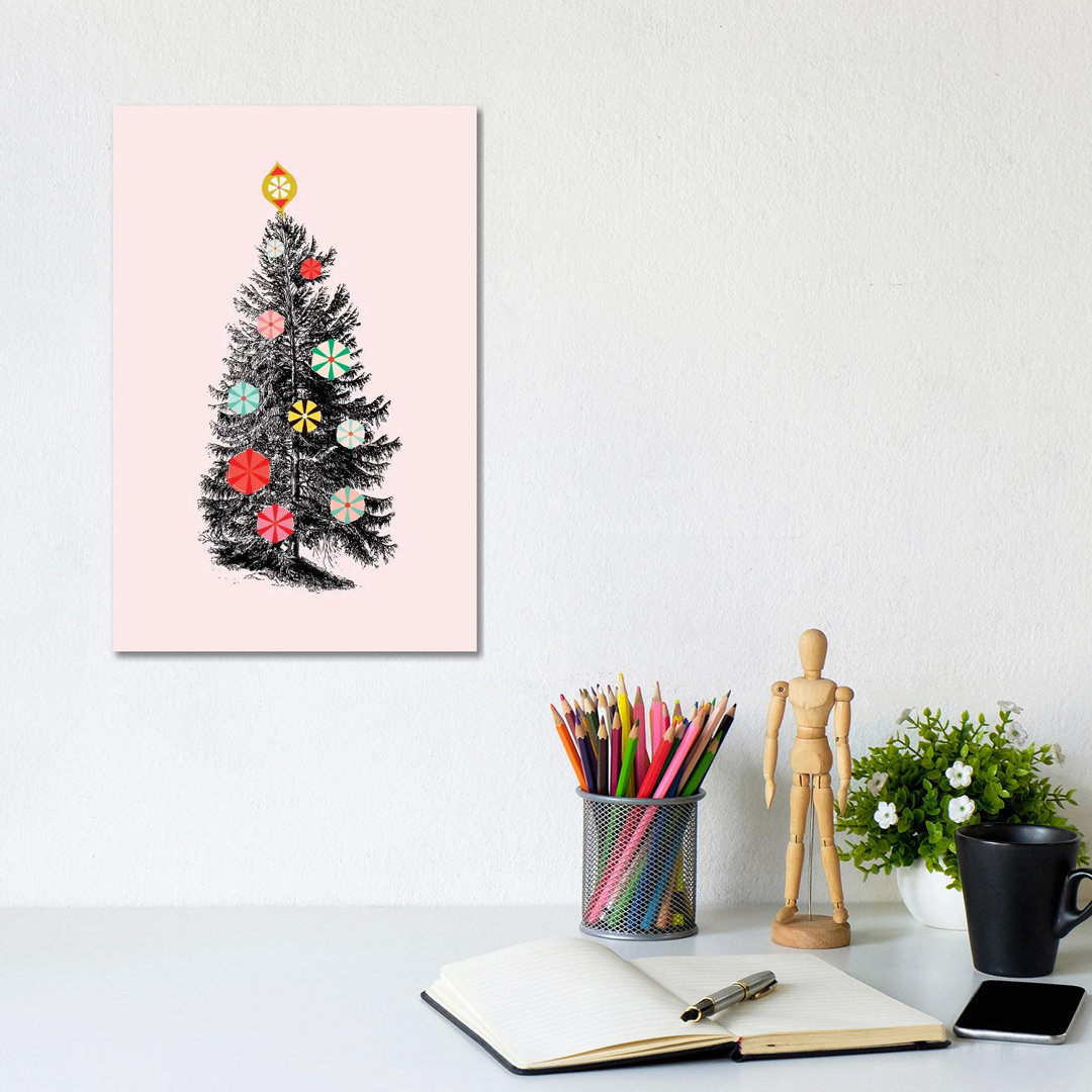 Retro Christmas Tree III von Show Me Mars - Galerie-umwickelte Leinwand Giclée