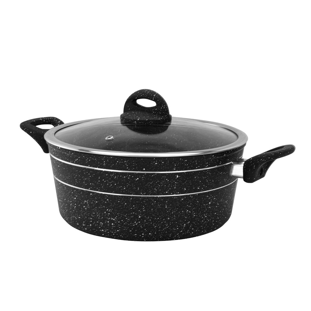 ROYALFORD Casserole Dish | Induction Safe Cooking Pot with Tempered Glass Lid | Forged Aluminium Cookware with 5-Layer Non-Stick Granite Coating PFOA