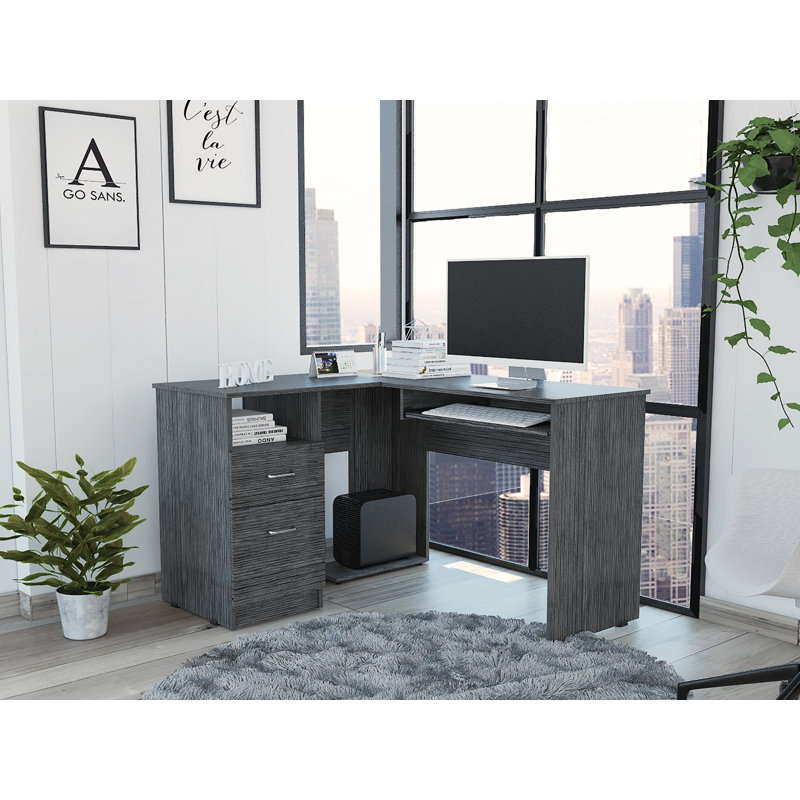 Bureau en L Mix, Gris foncé