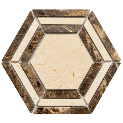 Carreau de mosaïque en marbre poli 4 po x 4 po Santorini