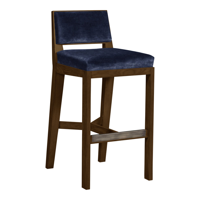 Scoville By Thom Filicia Upholstered Counter Stool with Solid Wood Frame, Havana, Nadia Eclipse