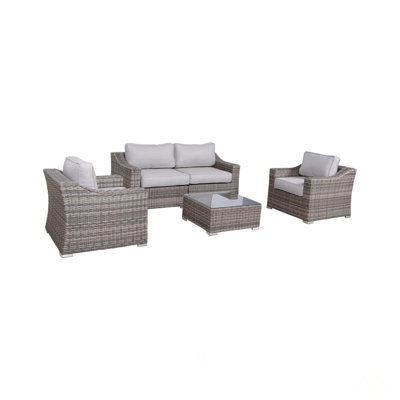 LSI 4-Seater Wicker Conversation Set with Cushions – All-Weather & Assembled
