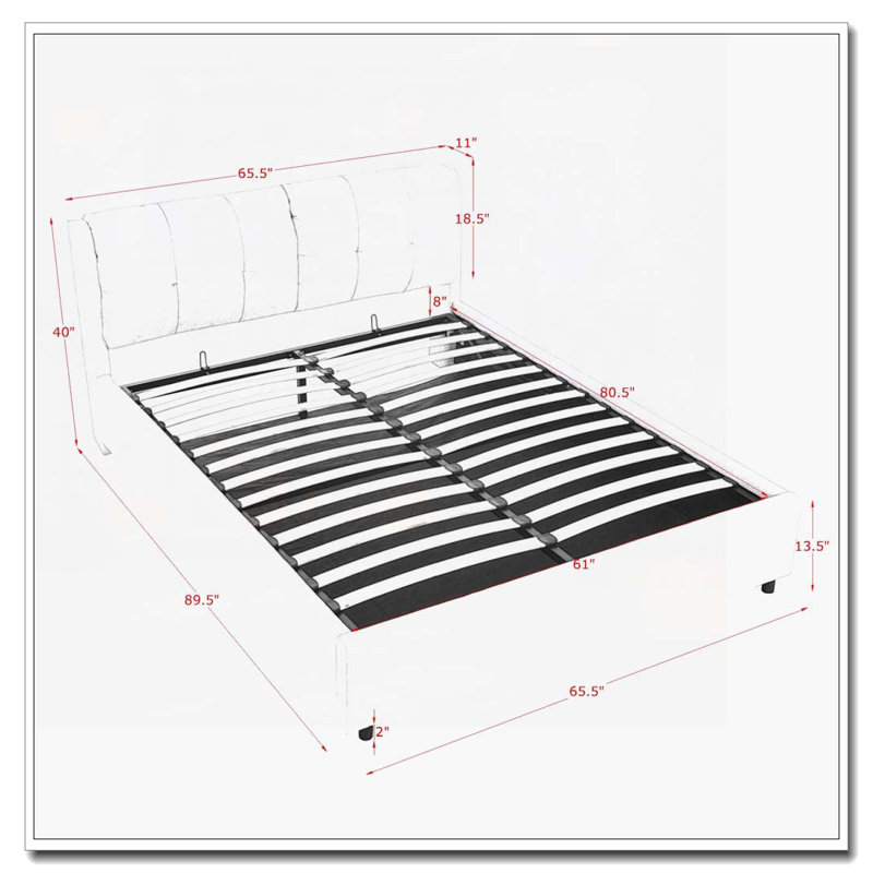 Lit avec rangement en tissu chenille, Grand lit