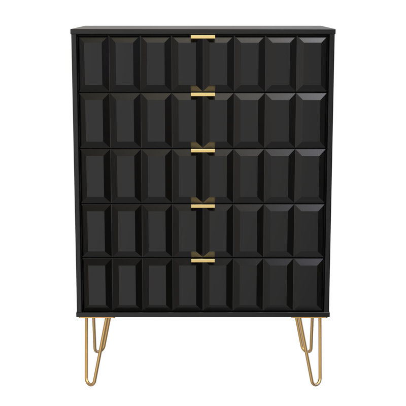 Alard 77cm W 5 - Drawer Chest of Drawers, Black
