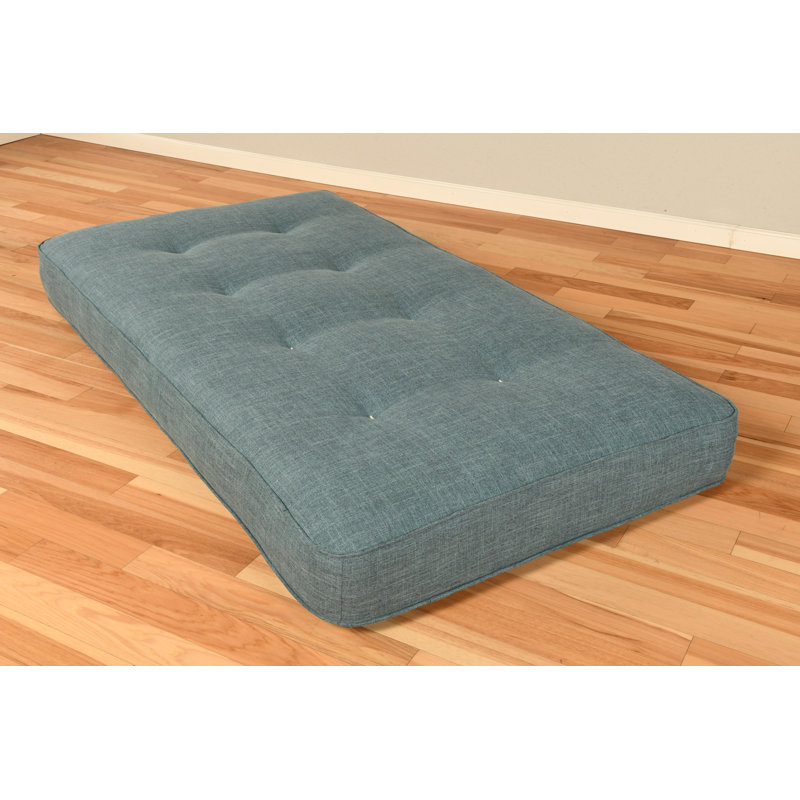 Alhamdi 6.5" Innerspring/Coil Twin Size Futon Mattress, Frame Not Included, Linen Aqua