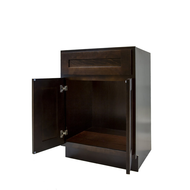 Armoire de rangement pour meuble-lavabo simple de 24 po de largeur prête à assembler, Espresso Shaker