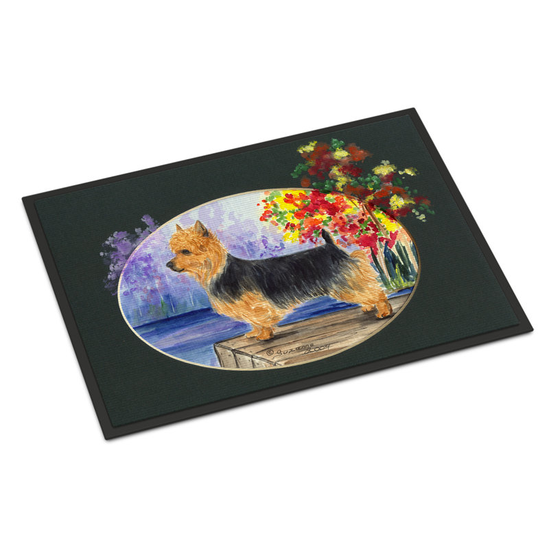 Tapis d’entrée antidérapant pour l’extérieur Swissvale Australian terrier, Rectangle 1 pi 6 po x 2 pi 3 po