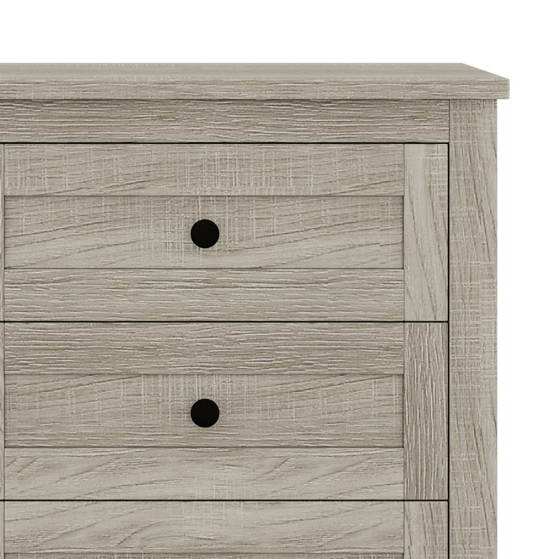 Ensemble de chambre à coucher 3 pièces avec lit plateforme Farmhouse, Gris antique, Grand