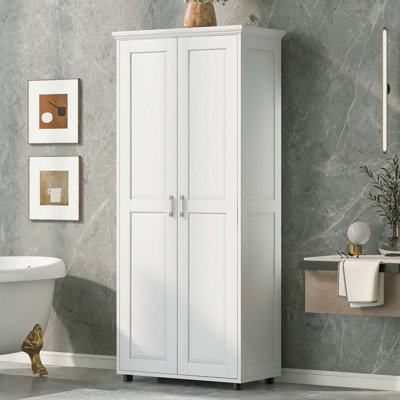 Armoire de rangement avec deux portes pour salle de bain, bureau, tablette réglable