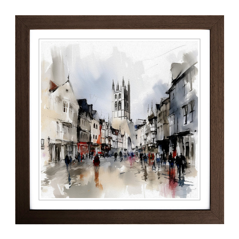 City Of Canterbury Gestural Art - Framed Print, Walnut