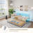 Metal Twin Size Daybed Frame with Trundle with Charging Station and LED Lights for Small Spaces-232074141