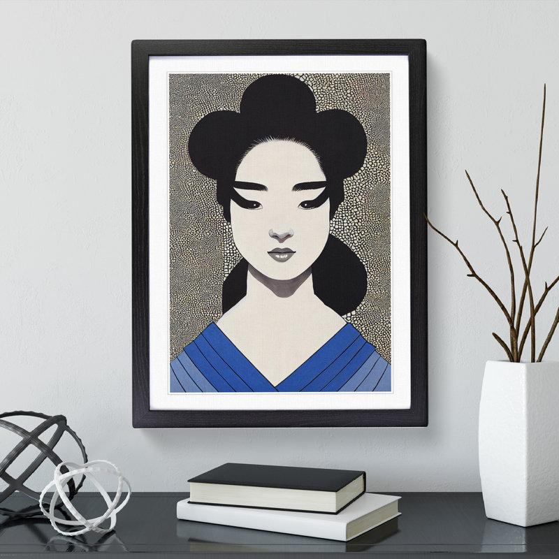XV1022-6X A Beautiful Geisha No.5 - Single Picture Frame Print, Black, 64cm H x 46cm W