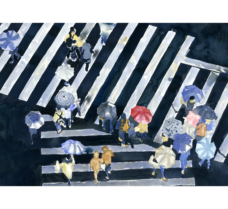 Main Street - Toile bleue pour décoration intérieure | Reproduction d'art