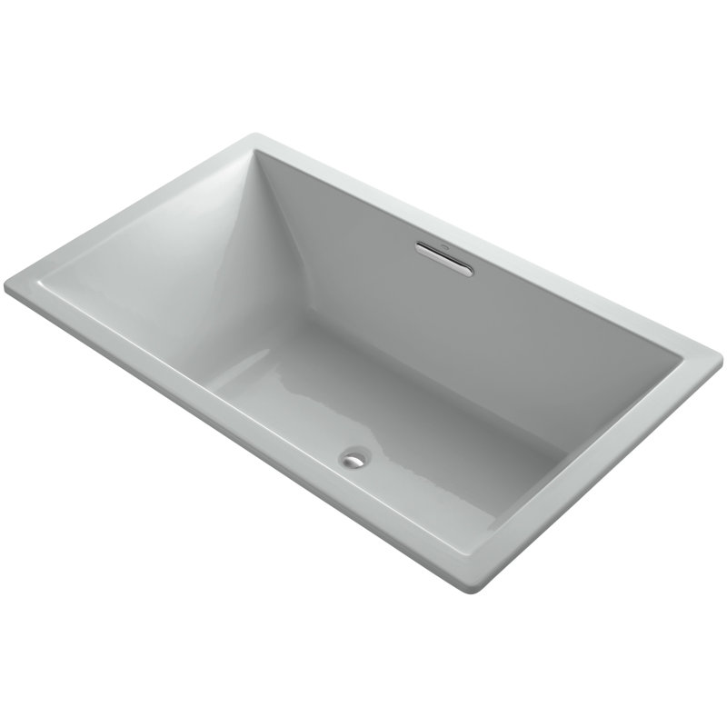 Underscore Vibracoustic 72" x 42" Drop In or Undermount Soaking Acrylic Bathtub with Heater, Ice Grey