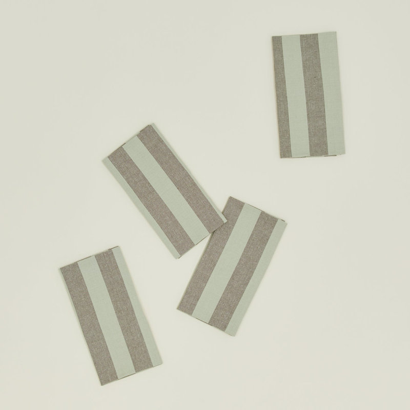 Essential Striped Dinner Napkin - Set Of 4, Sage/Olive