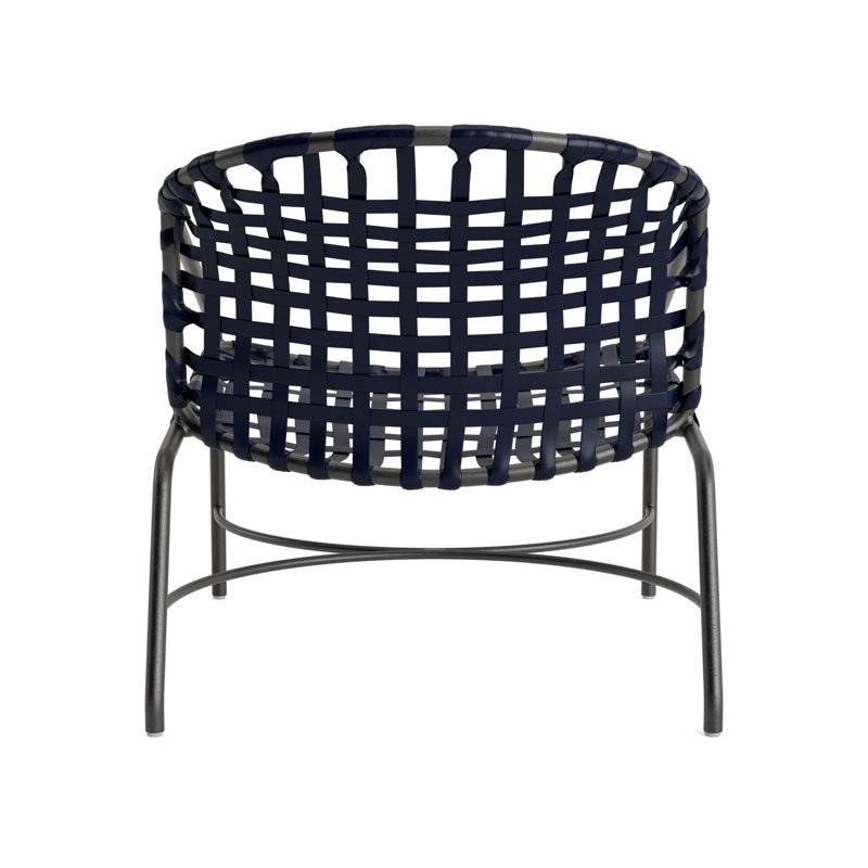 Kantan Outdoor Lounge Chair, Textured Pewter/Marine Vinyl Lace