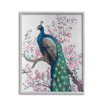 «Peacock & Cherry Blossoms Wrarap Canvas» par Tim Ottoole sur toile