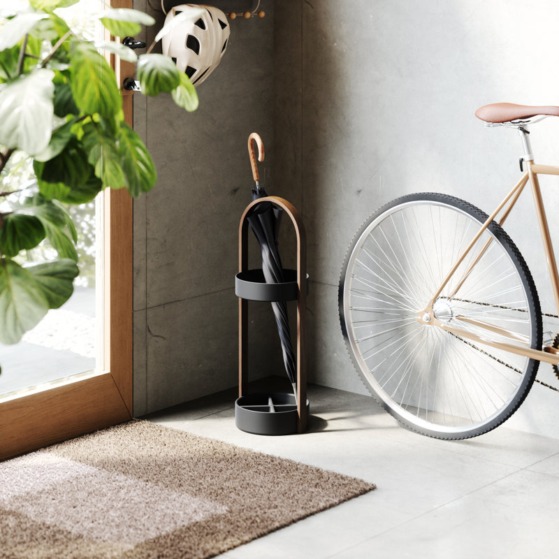 Bellwood Resin-Based Water-Resistant Umbrella Stand with Wood Veneer